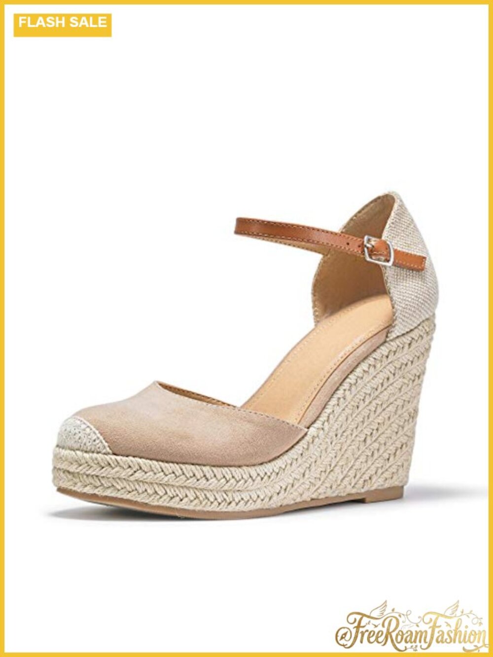 Womens Espadrille Wedge Sandals Closed Toe Ankle Buckle Platform Heel Shoes